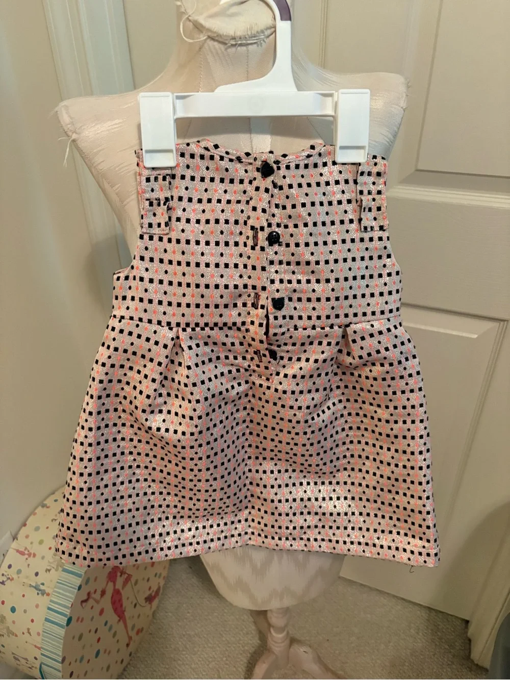 Kardashian Kids Pink Metallic Polka Dot Dress girls 18M new